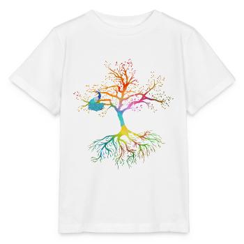Colorful tree of life with a peacock - Stanley/Stella MINI CREATOR Kids’ T-Shirt - white - Front - Maike (125cm)