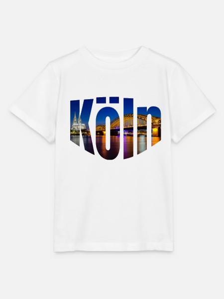 Köln Cologne Kölner Dom Hohenzollernbrücke nachts - Stanley/Stella Kinder T-Shirt MINI CREATOR - Weiß