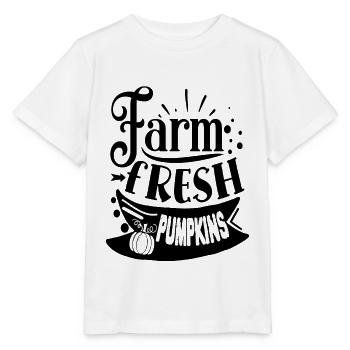 farm fresh pumpkins frais citrouilles orange - T-shirt bio MINI CREATOR Stanley/Stella Enfant - blanc - Devant - Maike (125cm)