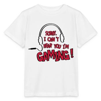 Je ne vous entends pas, je joue! en ligne. - T-shirt bio MINI CREATOR Stanley/Stella Enfant - blanc - Devant - Maike (125cm)