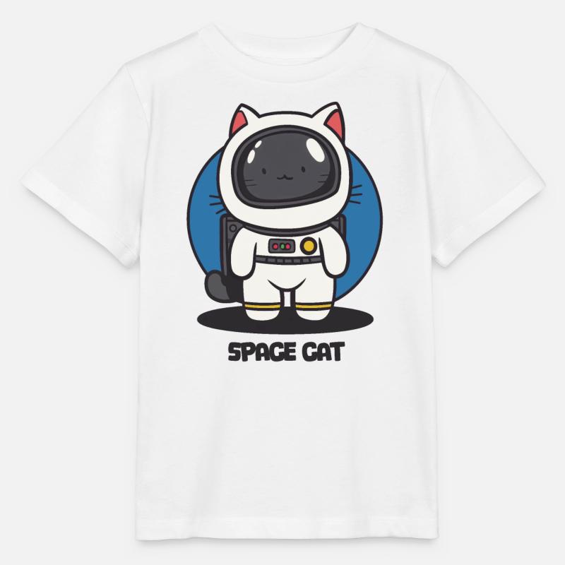 Chat de l’espace - T-shirt bio MINI CREATOR Stanley/Stella Enfant - blanc