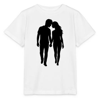Paar Silhouette Liebe Romantik Valentinstag Freund - Stanley/Stella Kinder T-Shirt MINI CREATOR  - Weiß - Vorne - Maike (125cm)