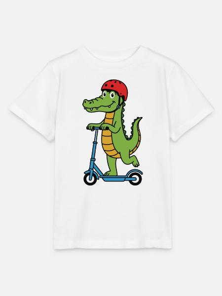 Krokodil auf einem Roller - Stanley/Stella Kinder T-Shirt MINI CREATOR  - Weiß