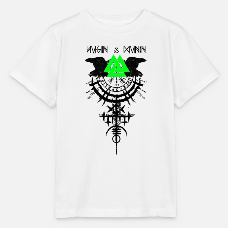 Hugin et Munin Ravens Vikings et Celtes d’Odin - T-shirt bio MINI CREATOR Stanley/Stella Enfant - blanc