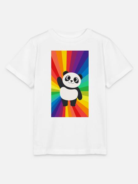 Süsser Panda auf Regenbogen Farben queer Geschenk - Stanley/Stella Kinder T-Shirt MINI CREATOR - Weiß