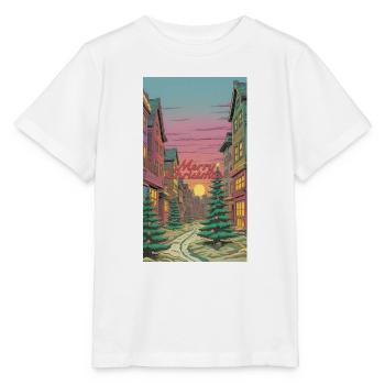 Joyeux Noël Hiver Scène du village Joyeux - T-shirt bio MINI CREATOR Stanley/Stella Enfant - blanc - Devant - Maike (125cm)