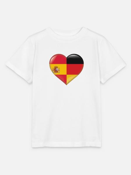 Herz Flagge Spanien Deutschland Deutsch Geschenk - Stanley/Stella Kinder T-Shirt MINI CREATOR  - Weiß