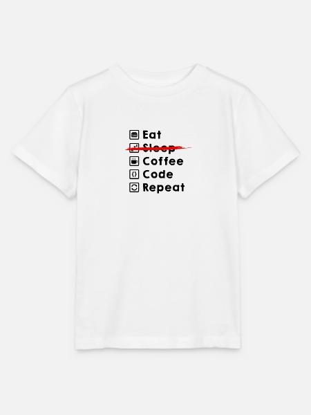 Eat Coffee Code Wiederholen - Stanley/Stella Kinder T-Shirt MINI CREATOR - Weiß