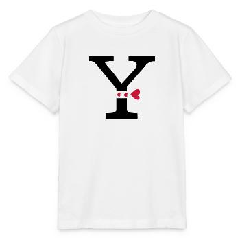 Capital lettre Y avec des coeurs - T-shirt bio MINI CREATOR Stanley/Stella Enfant - blanc - Devant - Maike (125cm)