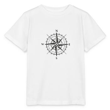 Kompass Logo Schrift Wandern Ferne Abenteuer - Stanley/Stella Kinder T-Shirt MINI CREATOR  - Weiß - Vorne - Maike (125cm)