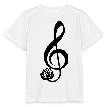 Clé de sol noire en fleur - T-shirt bio MINI CREATOR Stanley/Stella Enfant - blanc - Devant - Maike (125cm)