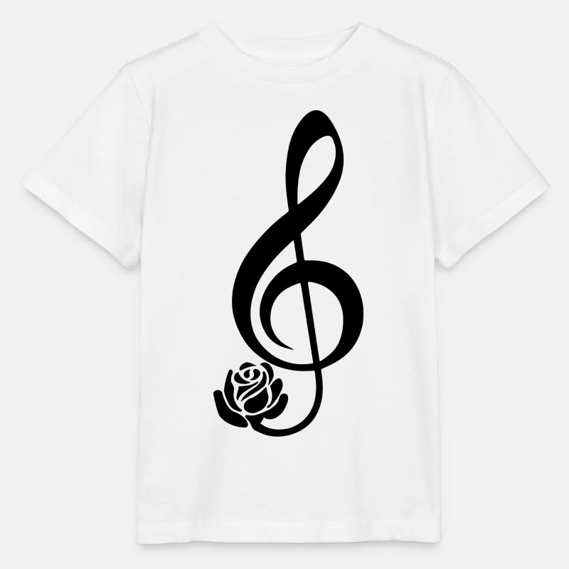 Clé de sol noire en fleur - T-shirt bio MINI CREATOR Stanley/Stella Enfant - blanc