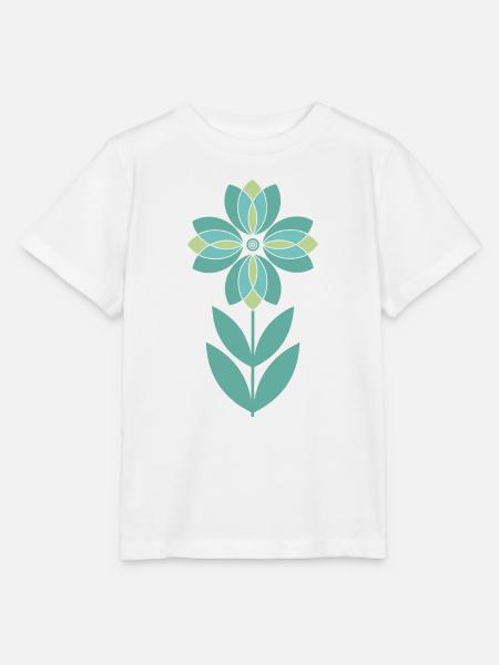 Grüne Mid-Century-Blume - Stanley/Stella Kinder T-Shirt MINI CREATOR - Weiß