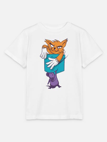 Verspielte Katze mit Mausmuster - Stanley/Stella Kinder T-Shirt MINI CREATOR - Weiß