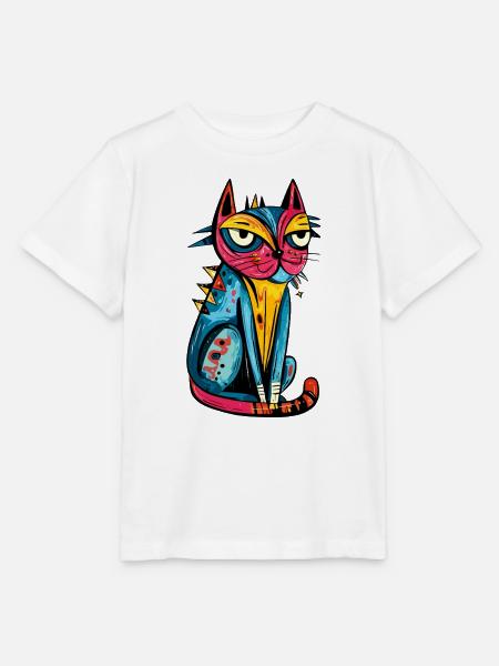 Katze Bunt Kunst - Stanley/Stella Kinder T-Shirt MINI CREATOR - Weiß