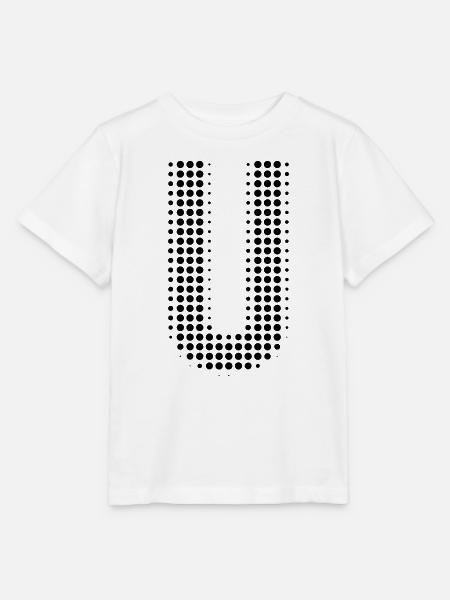 Buchstabe U – Punktmuster Initial Design - Stanley/Stella Kinder T-Shirt MINI CREATOR  - Weiß