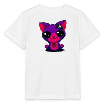 Violette Katzenkätzchen im Spinnenweb - Stanley/Stella Kinder T-Shirt MINI CREATOR  - Weiß - Vorne - Maike (125cm)