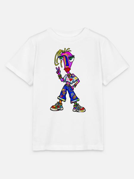 Neon Punk Portrait - Stanley/Stella Kinder T-Shirt MINI CREATOR  - Weiß