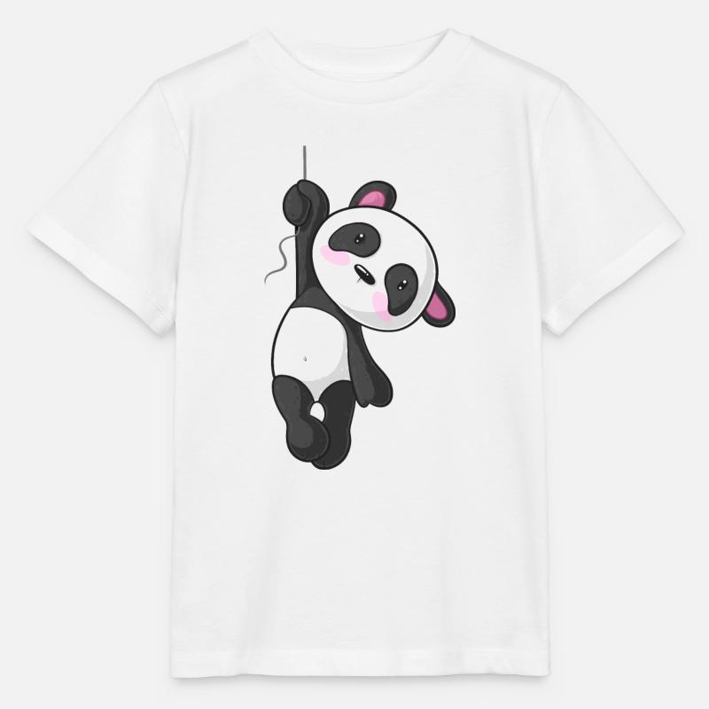 Panda de dessin animé suspendu - T-shirt bio MINI CREATOR Stanley/Stella Enfant - blanc