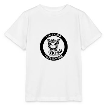 LOVE CATS HATE RACISM - Stanley/Stella Kinder T-Shirt MINI CREATOR  - Weiß - Vorne - Maike (125cm)