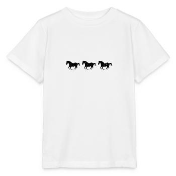 Galoppierende Pferde Used Look schwarz - Stanley/Stella Kinder T-Shirt MINI CREATOR  - Weiß - Vorne - Maike (125cm)