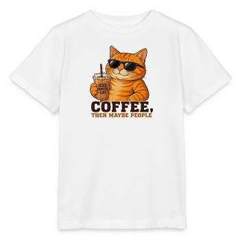 Kaffee, dann vielleicht Menschen - Stanley/Stella Kinder T-Shirt MINI CREATOR  - Weiß - Vorne - Maike (125cm)