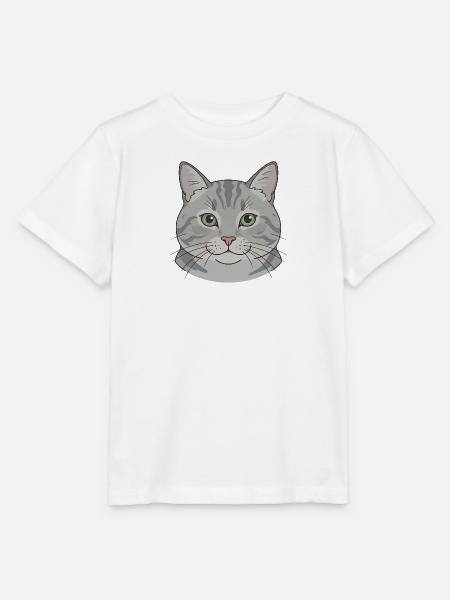 Graues Katzengesicht Illustration - Stanley/Stella Kinder T-Shirt MINI CREATOR - Weiß