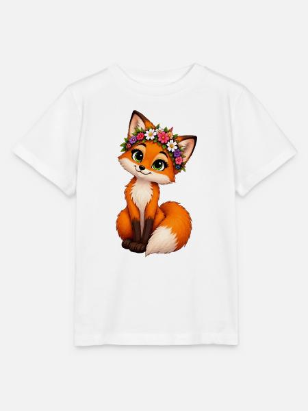 Fuchs mit Blumenkranz - Stanley/Stella Kinder T-Shirt MINI CREATOR - Weiß