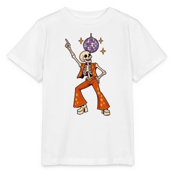 Disco-Skelett mit Glitzerkugel - Stanley/Stella Kinder T-Shirt MINI CREATOR  - Weiß - Vorne - Maike (125cm)