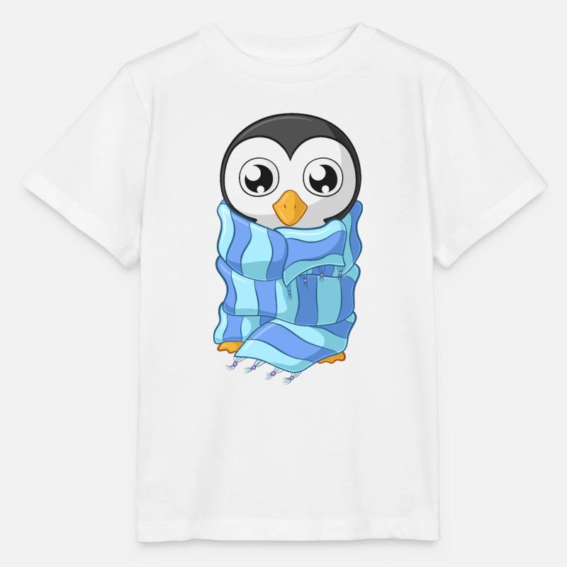 Pingouin de dessin animé de congélation - T-shirt bio MINI CREATOR Stanley/Stella Enfant - blanc