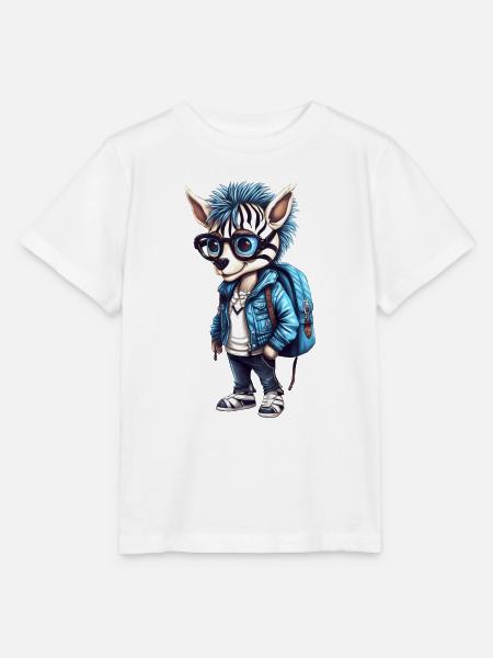 Cute Zebra Cartoon - Stanley/Stella Kinder T-Shirt MINI CREATOR - Weiß