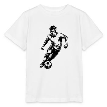 Schneller Fussballspieler mit Ball im Angriff - Stanley/Stella Kinder T-Shirt MINI CREATOR  - Weiß - Vorne - Maike (125cm)
