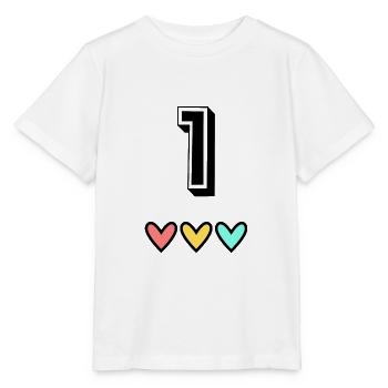 1 AN. 1er ANNIVERSAIRE. ANNIVERSAIRE 1 AN. 1 - T-shirt bio MINI CREATOR Stanley/Stella Enfant - blanc - Devant - Maike (125cm)