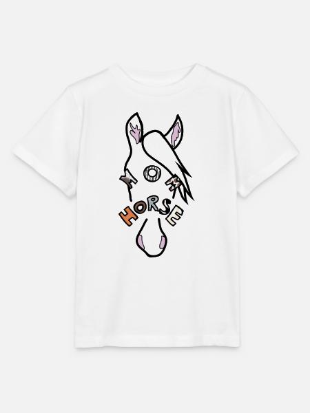 Rätselhaftes Pferdegesicht mit poetischem Motiv - Stanley/Stella Kinder T-Shirt MINI CREATOR - Weiß