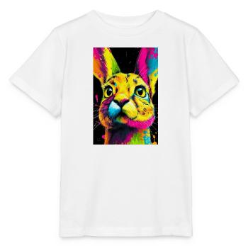Bunter Hasenkopf  Pop-Art - Stanley/Stella Kinder T-Shirt MINI CREATOR  - Weiß - Vorne - Maike (125cm)