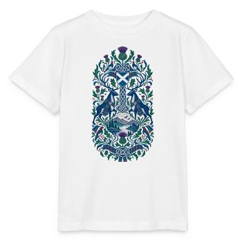 Schottland | Distel, Hirsch & Keltenmuster - Stanley/Stella Kinder T-Shirt MINI CREATOR  - Weiß - Vorne - Maike (125cm)