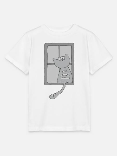 katze am fenster grau - Stanley/Stella Kinder T-Shirt MINI CREATOR - Weiß