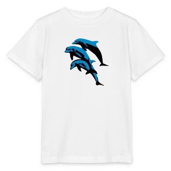 Delfin, Delfine - Dolphin - Stanley/Stella Kinder T-Shirt MINI CREATOR  - Weiß - Vorne - Maike (125cm)