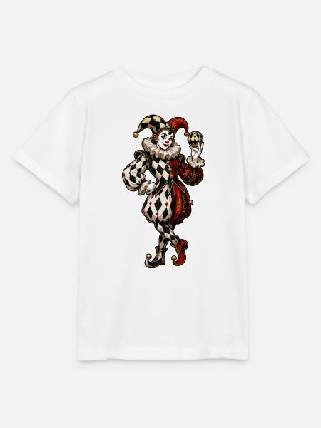 Harlekin-Karikatur im Circusstil - Stanley/Stella Kinder T-Shirt MINI CREATOR - Weiß