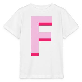 Pop- und moderner rosa Buchstabe f - Stanley/Stella Kinder T-Shirt MINI CREATOR  - Weiß - Vorne - Maike (125cm)