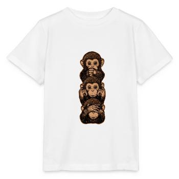 Drei Affen Bedeutung Loyalität Zivilcourage - Stanley/Stella Kinder T-Shirt MINI CREATOR  - Weiß - Vorne - Maike (125cm)