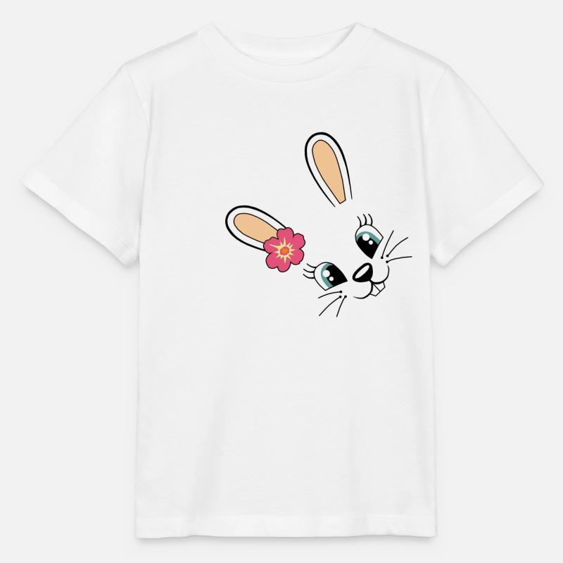 Lapin mignon lapin Pâques lapin Fleur mignonne - T-shirt bio MINI CREATOR Stanley/Stella Enfant - blanc