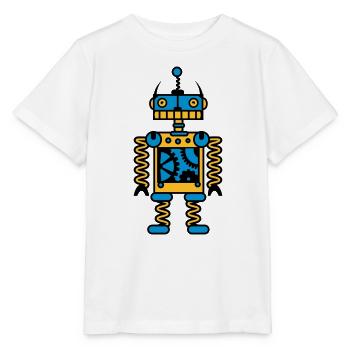 Ein Roboter mit Zahnräder - Stanley/Stella Kinder T-Shirt MINI CREATOR  - Weiß - Vorne - Maike (125cm)