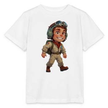 Niedlicher Cartoon-Kampfpilot - Stanley/Stella Kinder T-Shirt MINI CREATOR  - Weiß - Vorne - Maike (125cm)