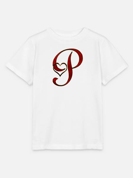 Liebesinitial P mit Herz im Goldrot - Stanley/Stella Kinder T-Shirt MINI CREATOR  - Weiß