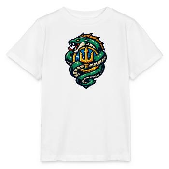 Drache mit Dreizack-Emblem - Stanley/Stella Kinder T-Shirt MINI CREATOR  - Weiß - Vorne - Maike (125cm)