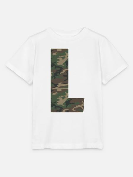 Robuster Buchstabe L im Tarnmuster! - Stanley/Stella Kinder T-Shirt MINI CREATOR - Weiß