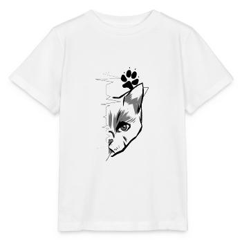 Katzenliebe Herzschlag Pfotenabdruck Tierschutz - Stanley/Stella Kinder T-Shirt MINI CREATOR  - Weiß - Vorne - Maike (125cm)