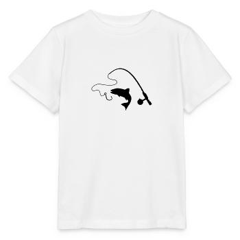 Fishing rod and fish, fishing - Stanley/Stella MINI CREATOR Kids’ T-Shirt - white - Front - Maike (125cm)