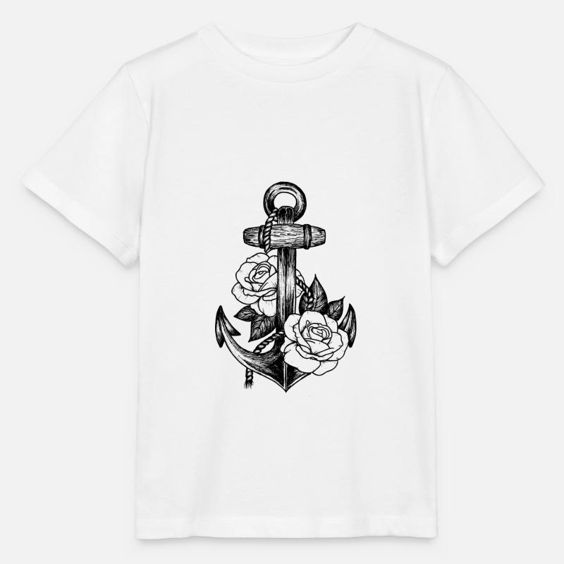 Anker und Rosen (schwarz) - Stanley/Stella Kinder T-Shirt MINI CREATOR  - Weiß